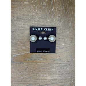 Anne Klein Faux Pearl Front Back Earrings Double Sided Stud Classic Elegant New